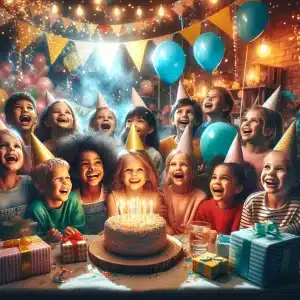 Celebrar el cumpleaños de niños. Sus beneficios psicológicos. Imagen de una fiesta de cumpleaños