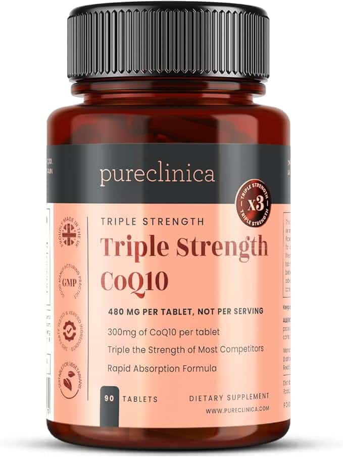 Coenzima Q10 en Pureclinica en Amazon. Bote de pastillas